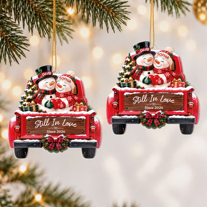 Personalized Snowman Couple Christmas Ornament, Still In Love Keepsake, Christmas Gift for Couples
