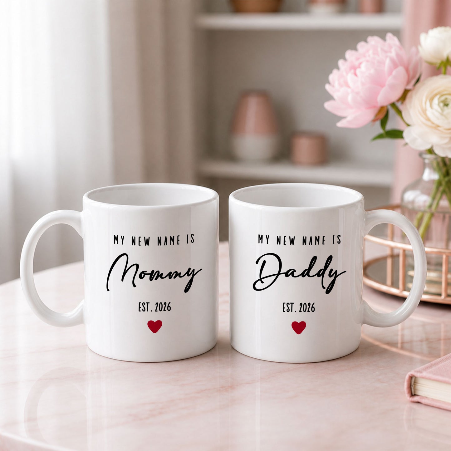 Personalized Mommy and Daddy Mug Set – Matching Coffee Mug Gift
