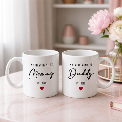 Personalized Mommy and Daddy Mug Set – Matching Coffee Mug Gift
