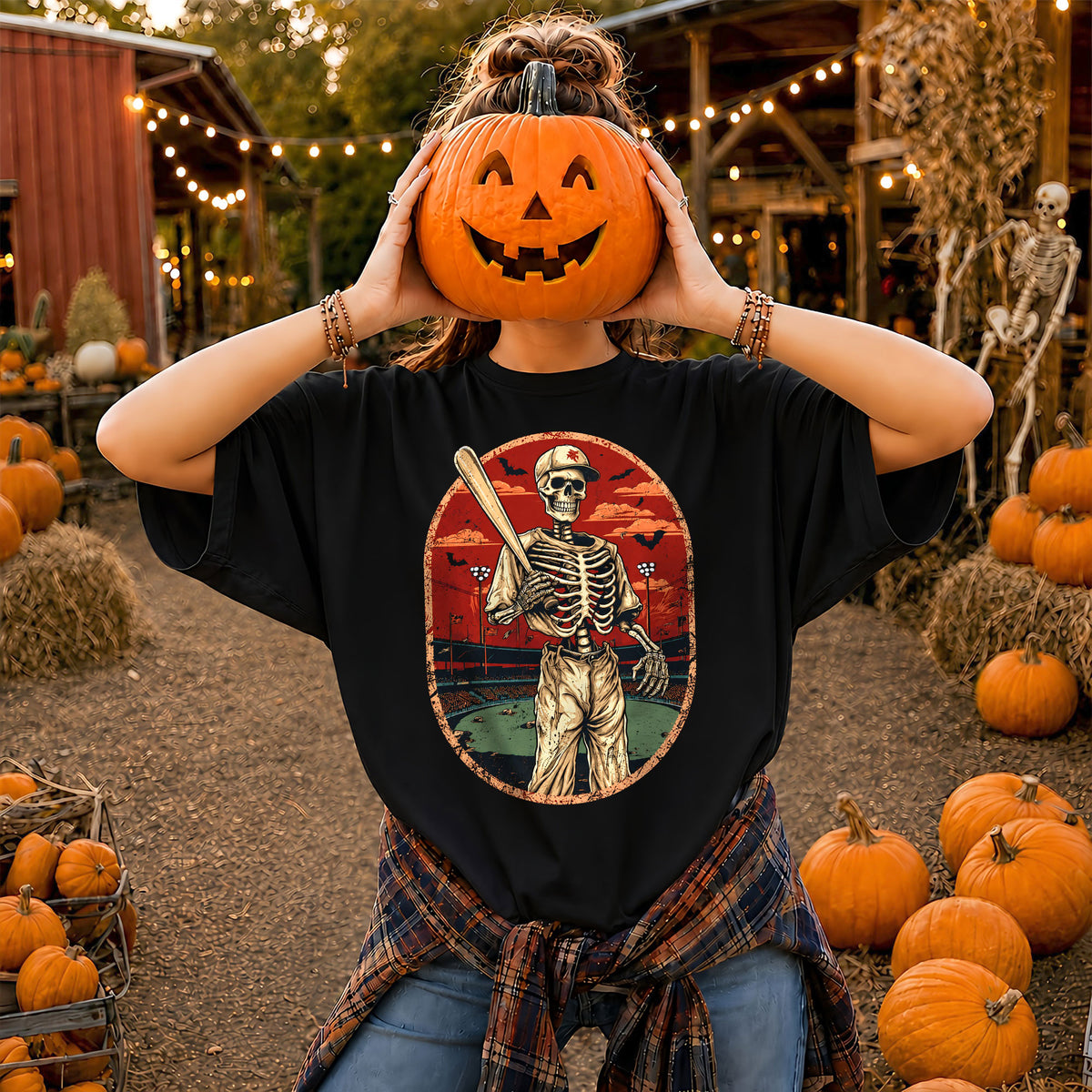 Baseball Skeleton Graphic Halloween Sweatshirt, Spooky Baseball Player Shirt, Funny Halloween Gift