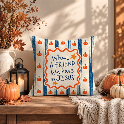 Christian Fall Throw Pillow, Jesus Faith Pumpkin Decorative Cushion, Thanksgiving Home Decor Family Gift
