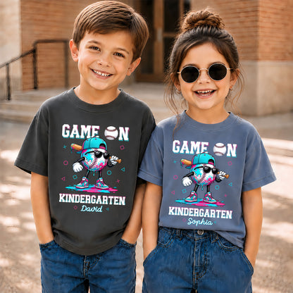 Personalized Baseball Back to School Shirt, Custom Name Game On Student Tee, Pre-K to 8th Grade First Day of School T-Shirt