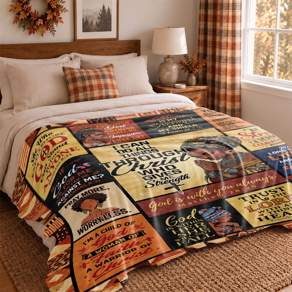 Thanksgiving Jesus Christian Fall Tree Blanket, Religious Fleece & Sherpa Throw, Faith Gift for Adults, Friends