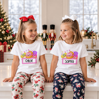 Personalized Squishy Christmas Shirt, Custom Name Santa Graphic Tee, Christmas Gift for Kids
