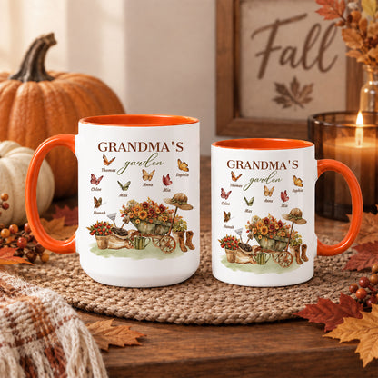Personalized Grandma’s Garden Mug, Custom Grandkids, Thanksgiving Autumn Gift For Grandma