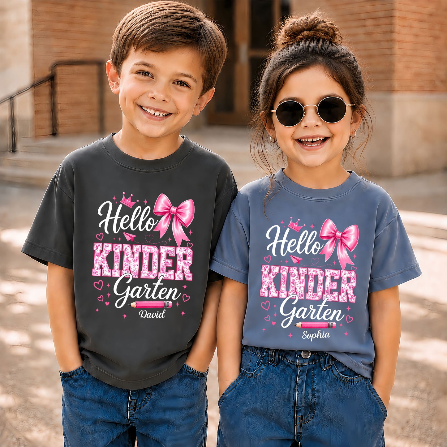 Personalized Hello School Shirt for Kids – Custom Name & Grade Back to School Tee for Pre-K to 8th Grade Students