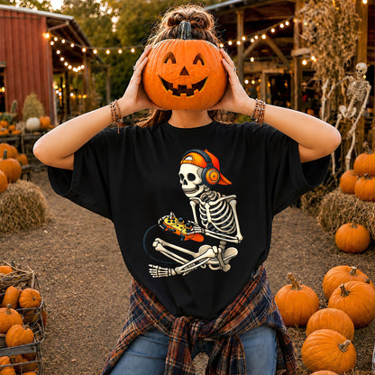 Skeleton Gamer Halloween Sweatshirt, Boys Pumpkin Gaming Shirt, Funny Halloween Gift