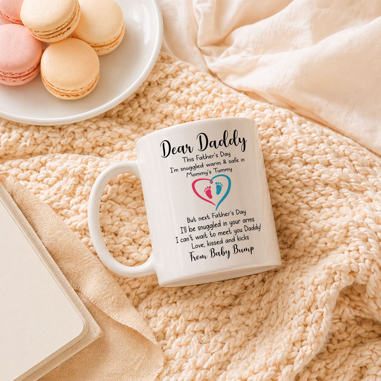 Personalized Dear Daddy Father’s Day Mug – Cute Baby Love Coffee Mug for New Dad, First Father’s Day Gift