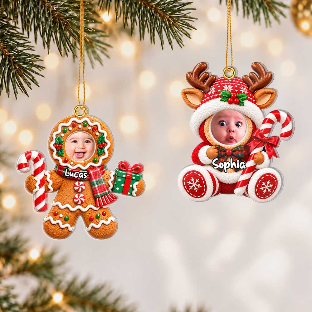 Personalized Custom Shape Acrylic Ornament - Custom Baby Photo Ornament - Baby's First Christmas Gift