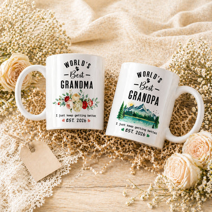 World’s Best Grandma Grandpa Mug Set – Personalized Coffee Cups