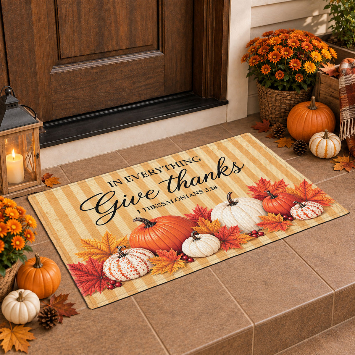 Christian Fall Thanksgiving Doormat, Religious Autumn Home Decor, Faith Inspired Welcome Mat