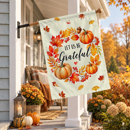 Give Thanks Fall Garden Flag, Rustic Cross Pumpkin Thanksgiving Yard Flag, Autumn Outdoor Decor