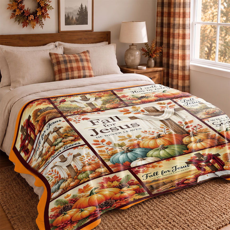 Thanksgiving Jesus Christian Fall Tree Blanket, Religious Fleece & Sherpa Throw, Faith Gift for Adults, Friends