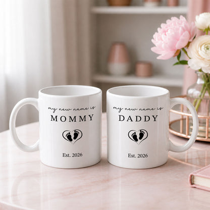 Personalized Mommy and Daddy Mug Set – Matching Coffee Mug Gift
