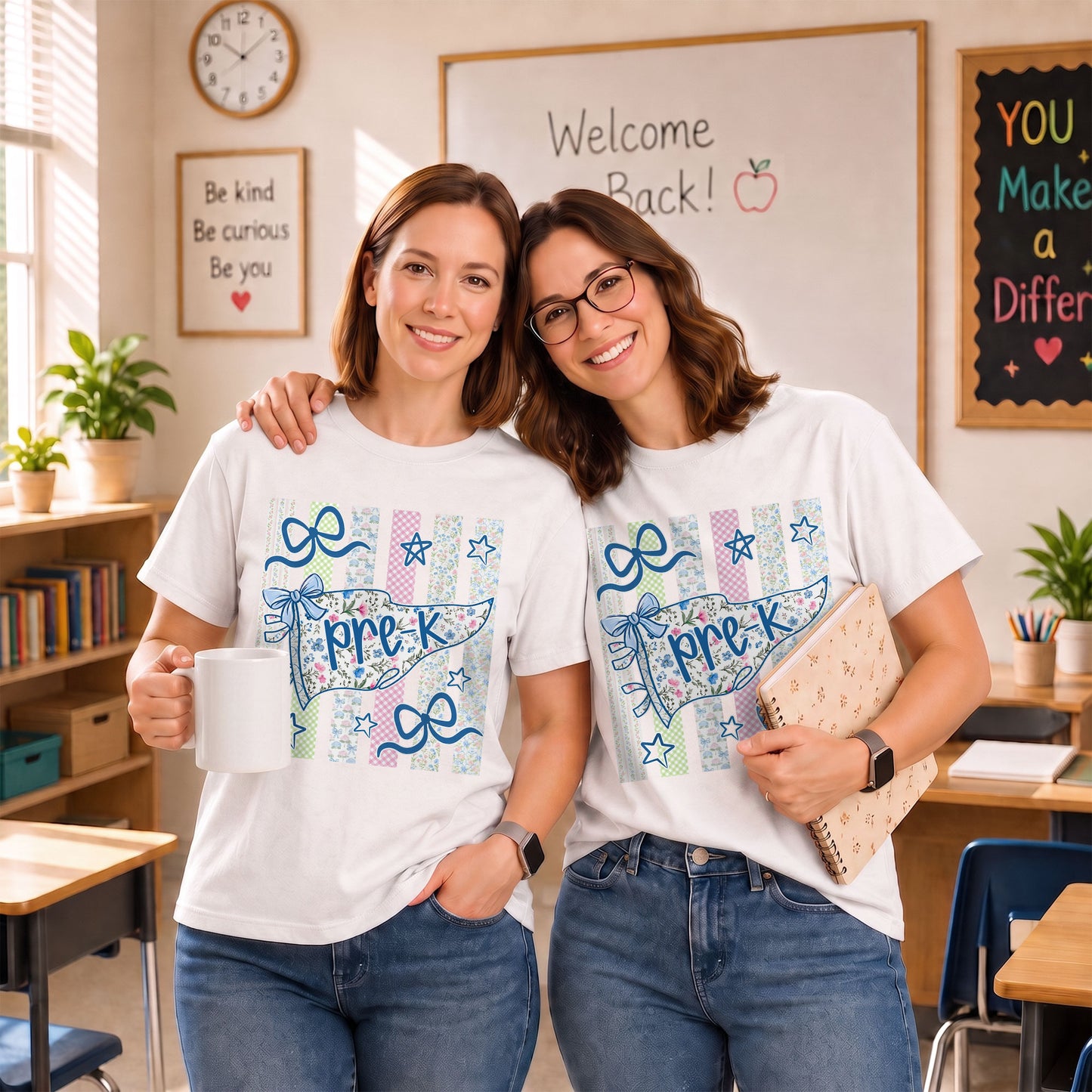 Personalized Back to School Shirt – Custom Name & Grade Preppy Striped Pennant Flag Color Tee for Teachers & Students, Pre-K to 8th Grade Outfit