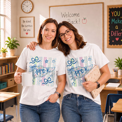 Personalized Back to School Shirt – Custom Name & Grade Preppy Striped Pennant Flag Color Tee for Teachers & Students, Pre-K to 8th Grade Outfit