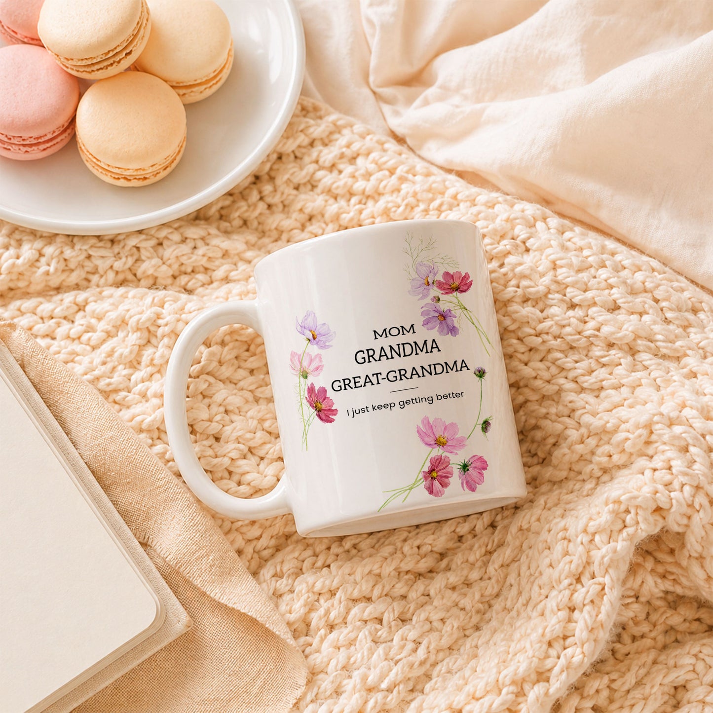 Personalized Mom Grandma Great-Grandma Floral Mug – Cute Family Coffee Cup Gift for Mom and Grandma