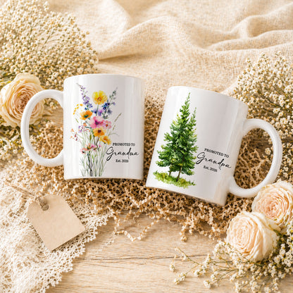 Personalized Promoted to Grandma Grandpa Mug Set – Matching Couple Coffee Mugs Est 2026, New Grandparents Gift