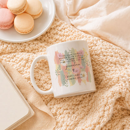 Personalized Grandma Mug – Custom Baby Name & Due Year Coffee Mug, Grandma Announcement Gift, Baby Coming 2026