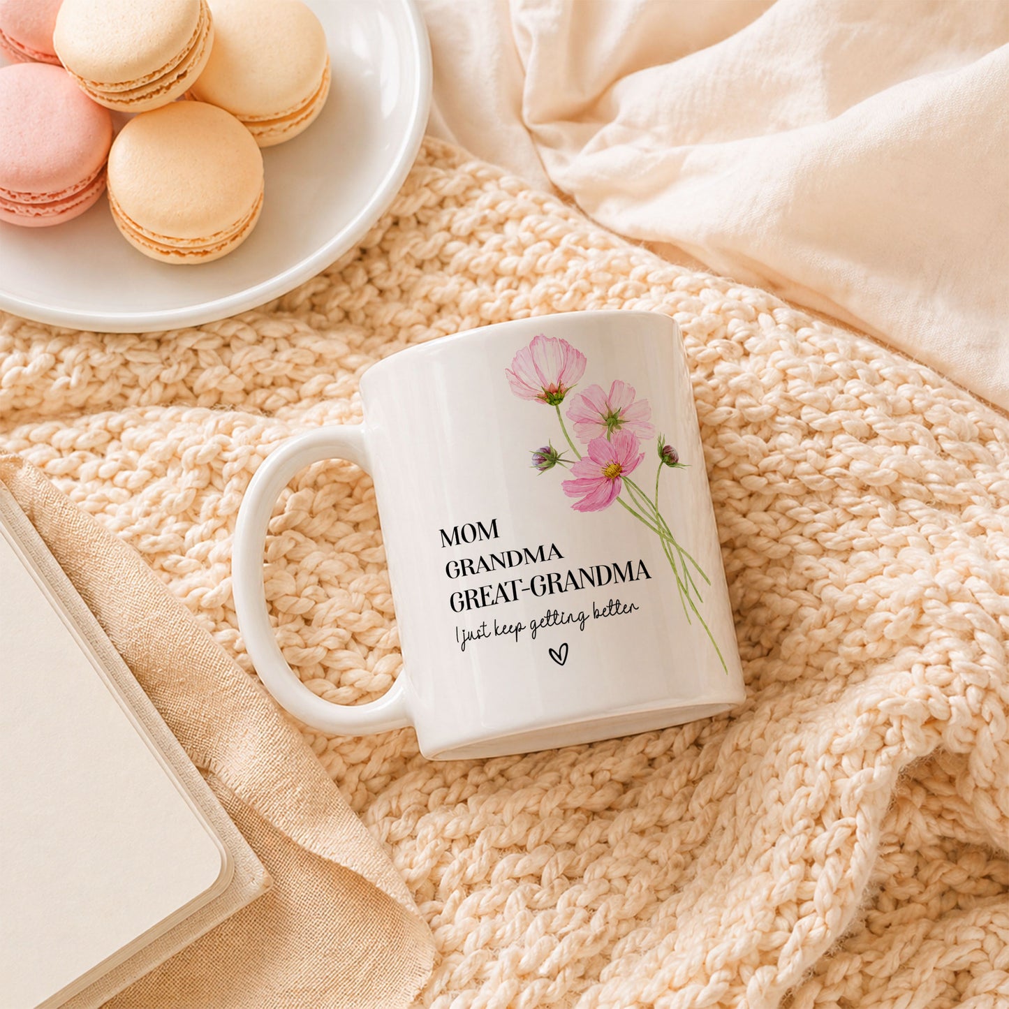 Personalized Mom Grandma Great-Grandma Floral Mug – Cute Family Coffee Cup Gift for Mom and Grandma