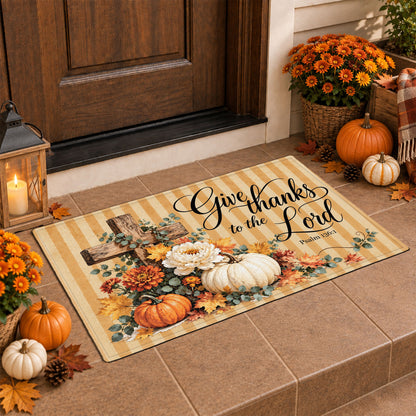 Christian Fall Thanksgiving Doormat, Religious Autumn Home Decor, Faith Inspired Welcome Mat
