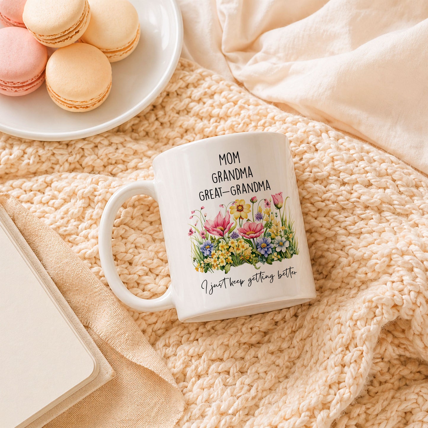 Personalized Mom Grandma Great-Grandma Floral Mug – Cute Family Coffee Cup Gift for Mom and Grandma