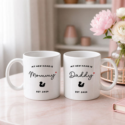 Personalized Mommy and Daddy Mug Set – Matching Coffee Mug Gift
