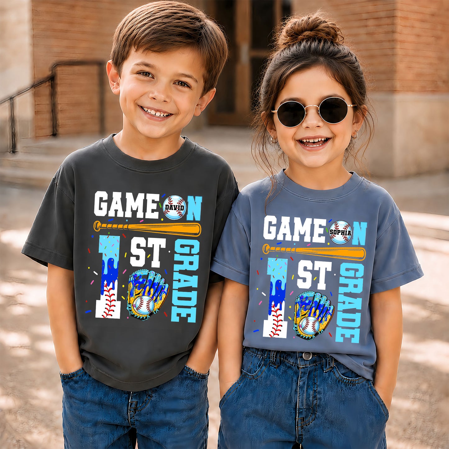 Personalized Baseball Back to School Shirt, Custom Name Game On Student Tee, Pre-K to 8th Grade First Day of School T-Shirt
