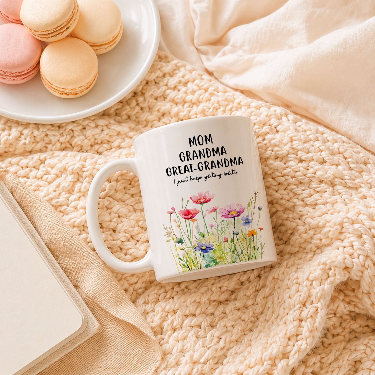 Personalized Mom Grandma Great-Grandma Floral Mug – Cute Family Coffee Cup Gift for Mom and Grandma