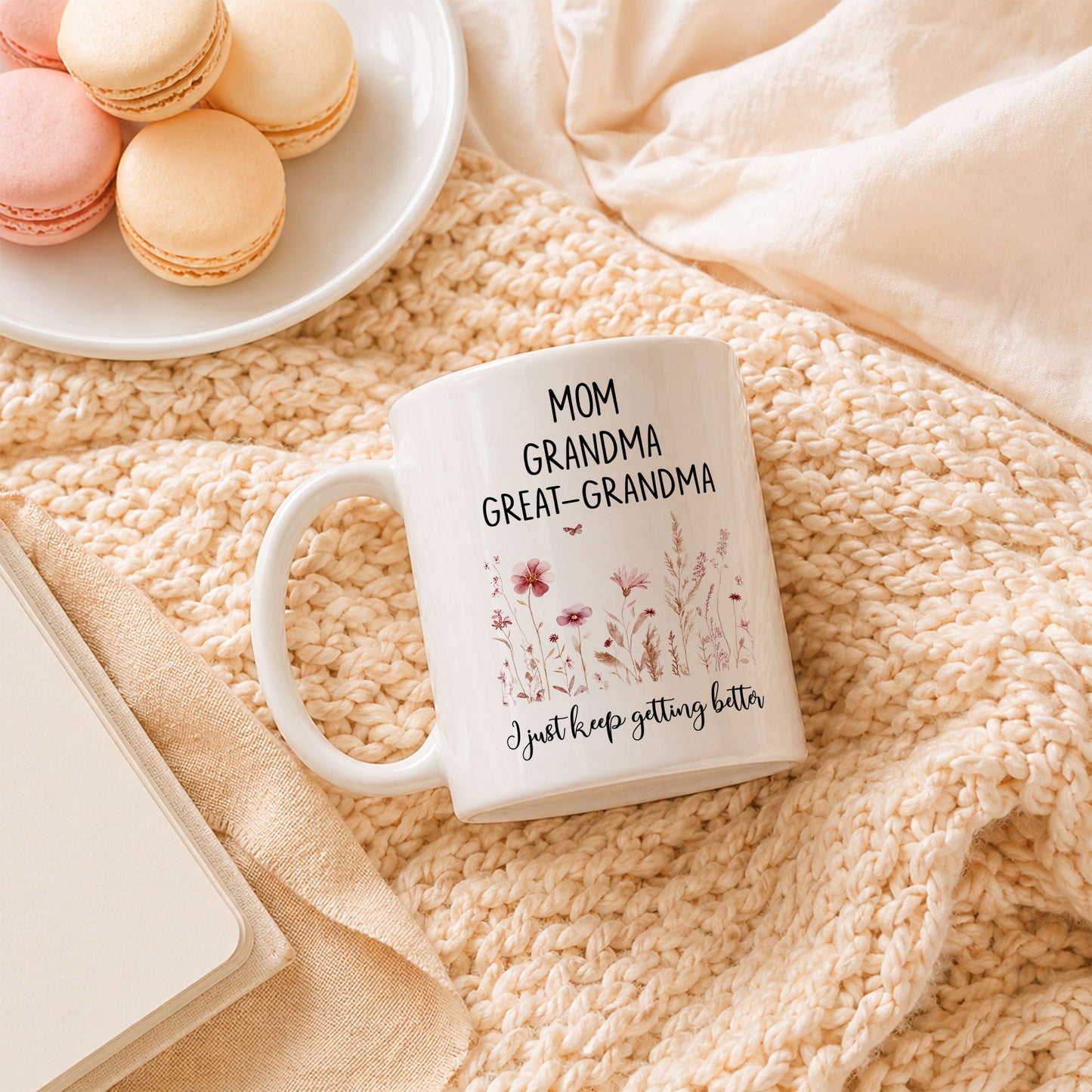 Personalized Mom Grandma Great-Grandma Floral Mug – Cute Family Coffee Cup Gift for Mom and Grandma