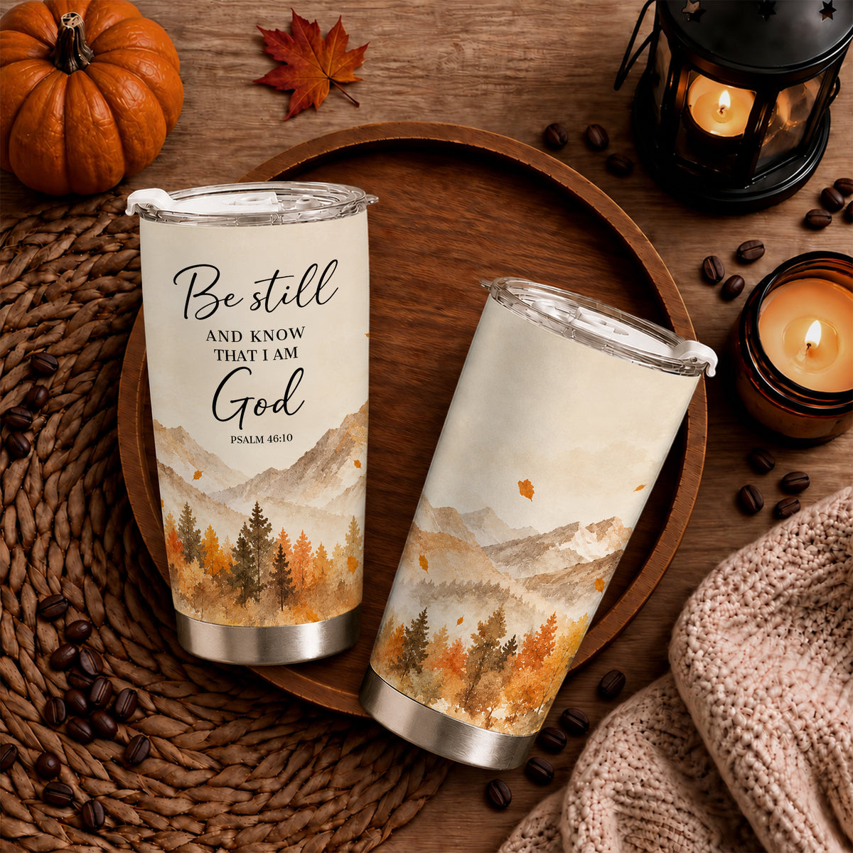 Christian Fall Thanksgiving 20oz Travel Coffee Mug Tumbler, Autumn Gift for Women, Family