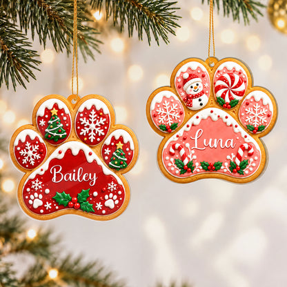 Personalized Custom Shape Acrylic Ornament - Custom Pet Paw Print Christmas Ornament - Pet Lovers Gift