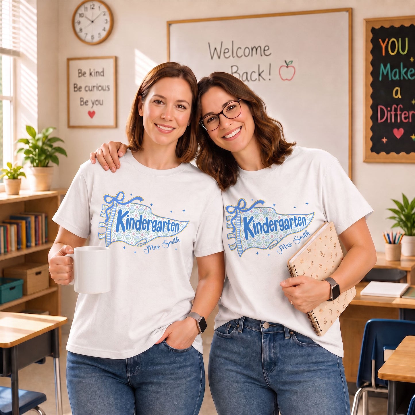 Personalized Back to School Shirt – Custom Name & Grade Preppy Striped Pennant Flag Color Tee for Teachers & Students, Pre-K to 8th Grade Outfit