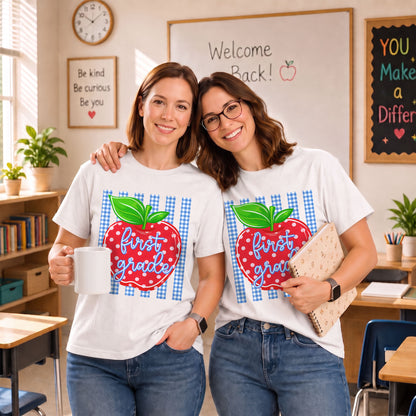 Personalized Striped Back to School Shirt for Kids Teachers – Custom Name & Grade Tee for Pre-K to 8th Grade Students, First Day Outfit