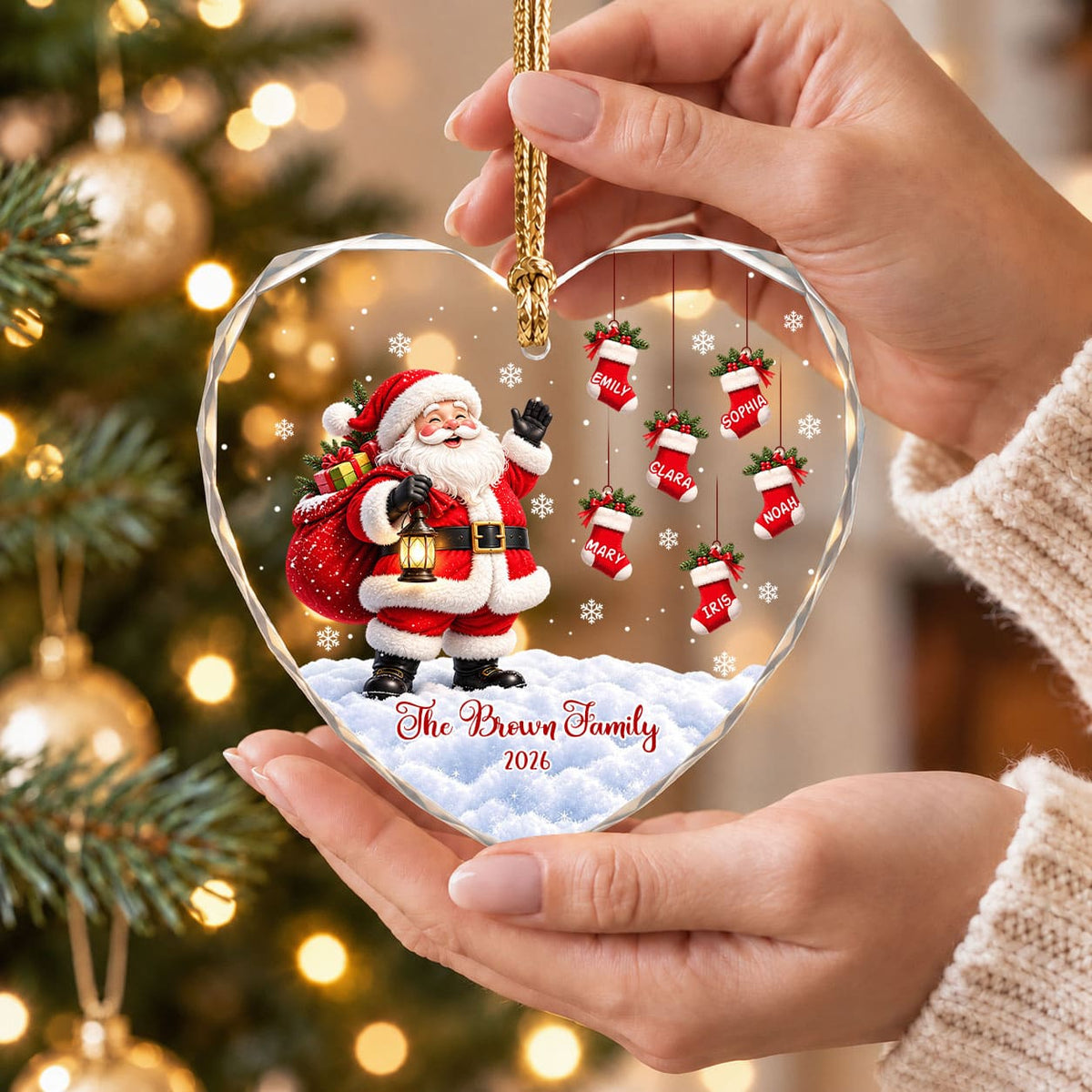 Personalized Gift Family Christmas Ornament 2026, Custom Name Glass Ornament Christmas Tree, Gift For Family