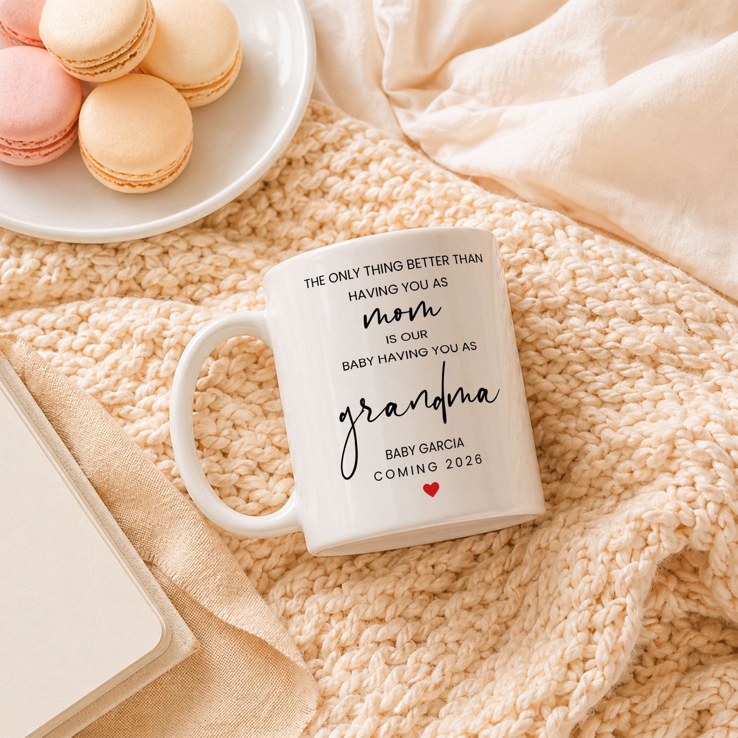 Personalized Grandma Mug – Custom Baby Name & Due Year Coffee Mug, Grandma Announcement Gift, Baby Coming 2026