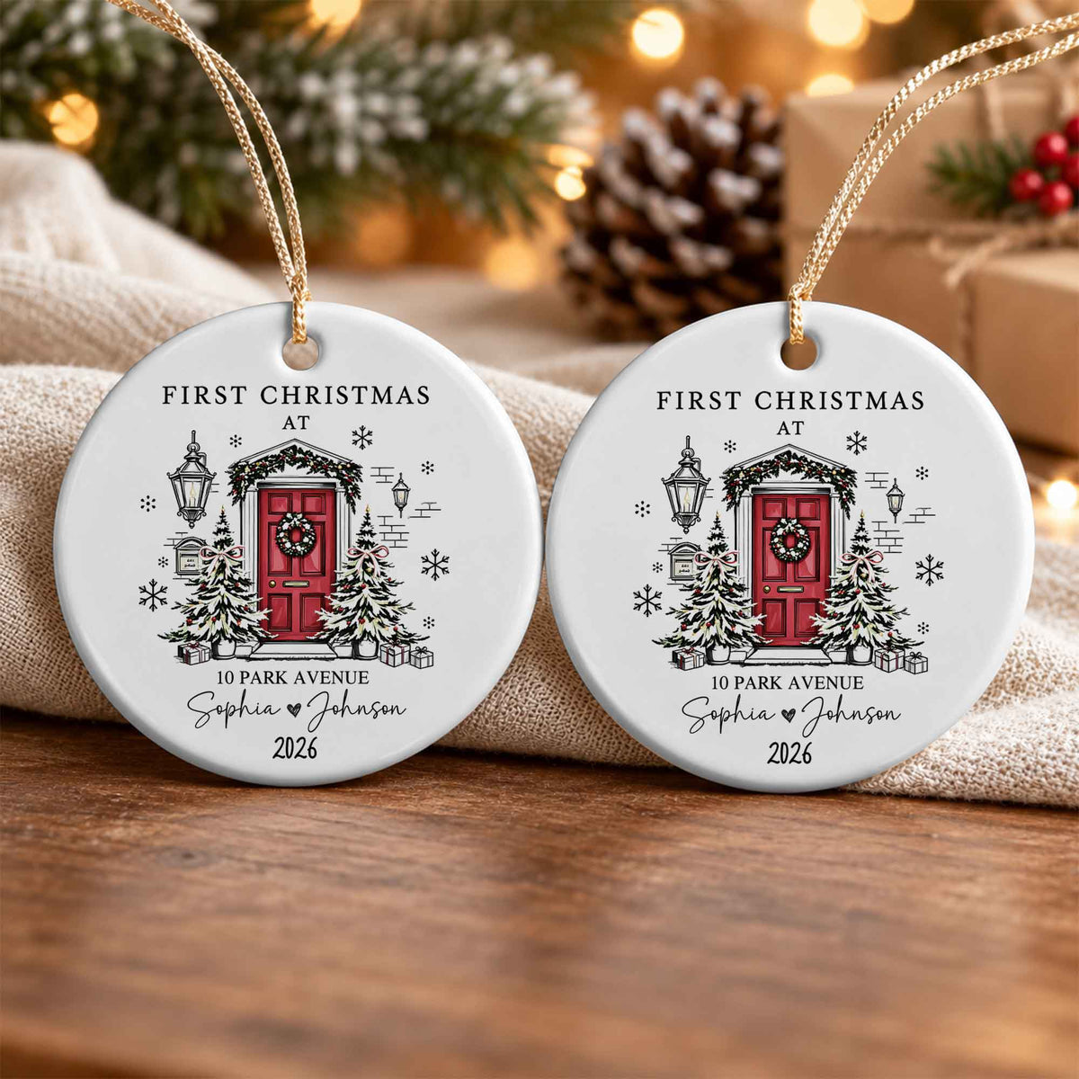 Personalized New Home Christmas Ornament, Custom Name Address Keepsake, Christmas Gift