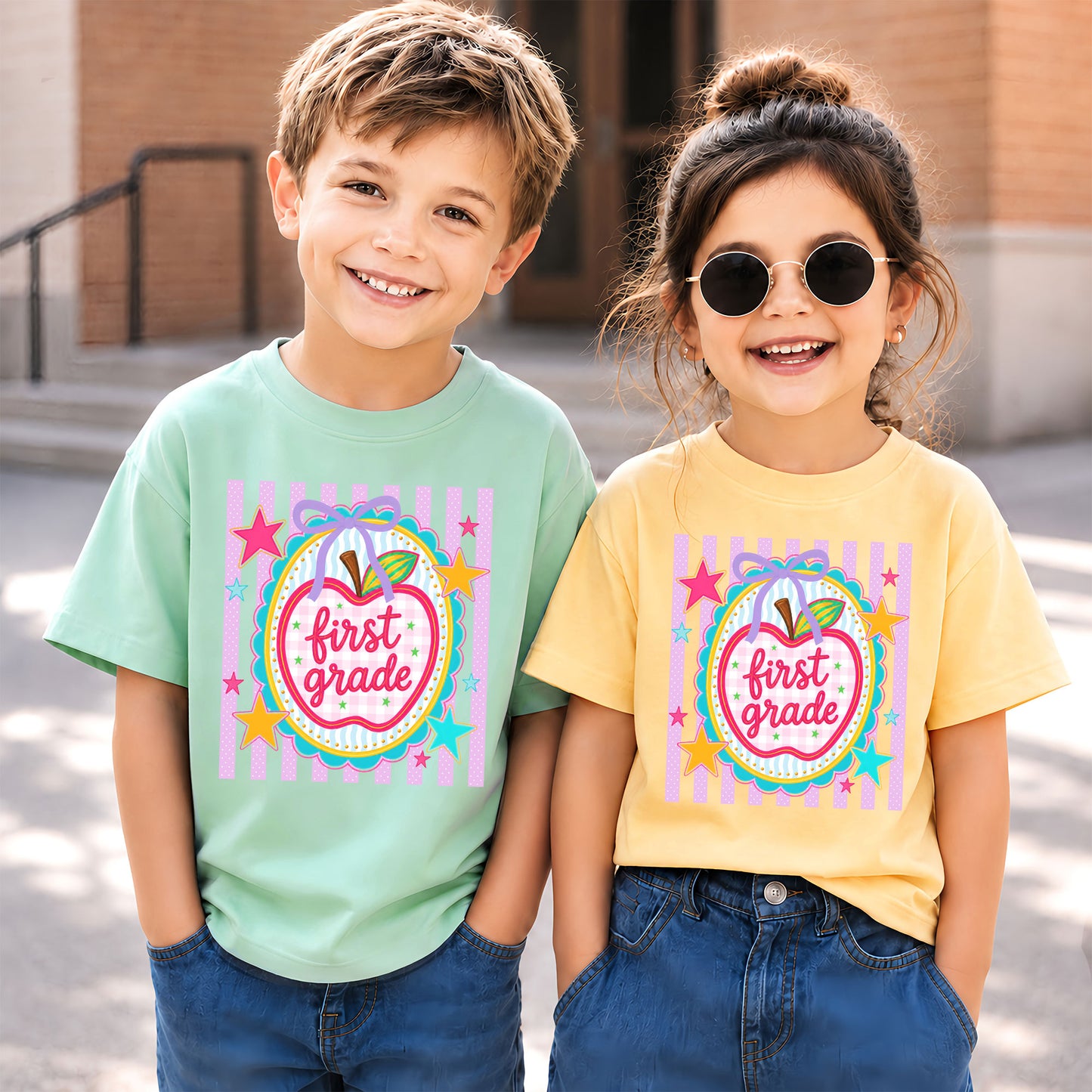 Personalized Striped Back to School Shirt for Kids Teachers – Custom Name & Grade Tee for Pre-K to 8th Grade Students, First Day Outfit