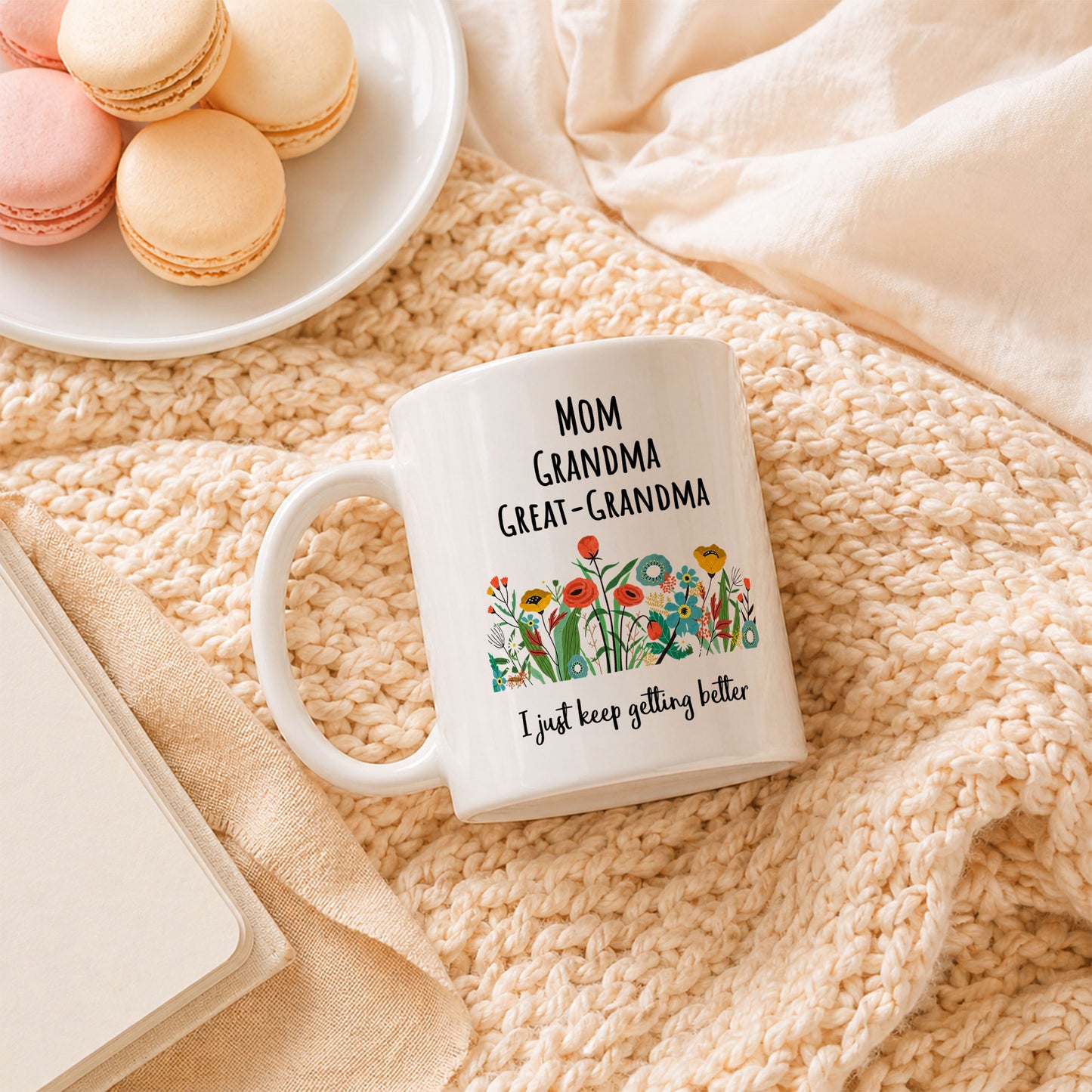 Personalized Mom Grandma Great-Grandma Floral Mug – Cute Family Coffee Cup Gift for Mom and Grandma