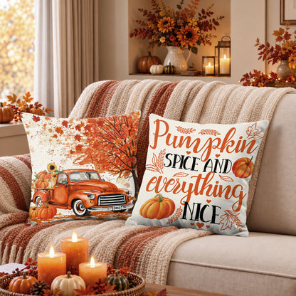 Thanksgiving Fall Decorative Pillow Set of 2 or 4, Harvest Throw Pillows for Home Decor, Gifts for Family