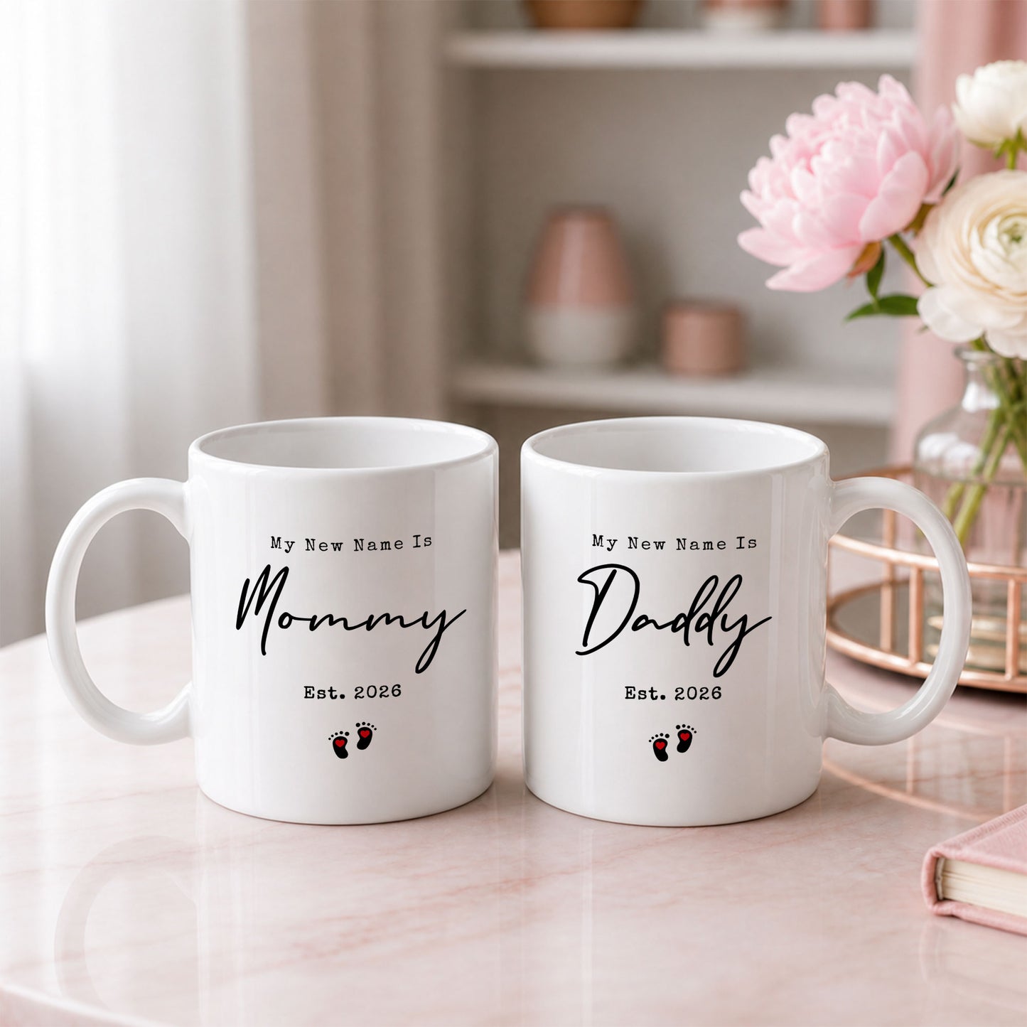 Personalized Mommy and Daddy Mug Set – Matching Coffee Mug Gift