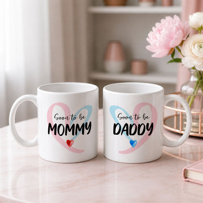 Personalized Mommy Daddy Mug Set – Matching Couple Coffee Mugs for New Parents