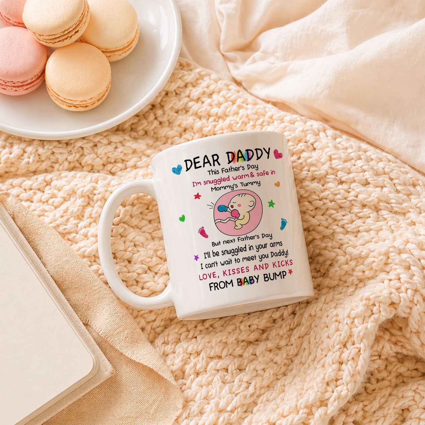 Personalized Dear Daddy Father’s Day Mug – Cute Baby Love Coffee Mug for New Dad, First Father’s Day Gift