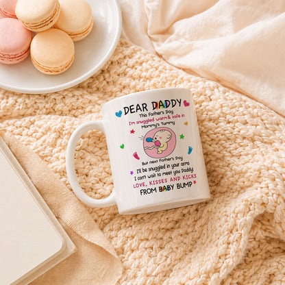 Personalized Dear Daddy Father’s Day Mug – Cute Baby Love Coffee Mug for New Dad, First Father’s Day Gift