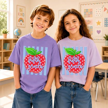 Personalized Striped Back to School Shirt for Kids Teachers – Custom Name & Grade Tee for Pre-K to 8th Grade Students, First Day Outfit
