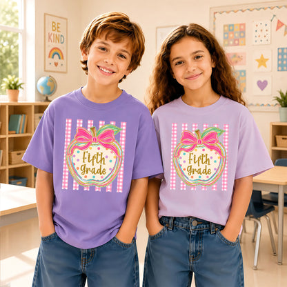Personalized Striped Back to School Shirt for Kids Teachers – Custom Name & Grade Tee for Pre-K to 8th Grade Students, First Day Outfit