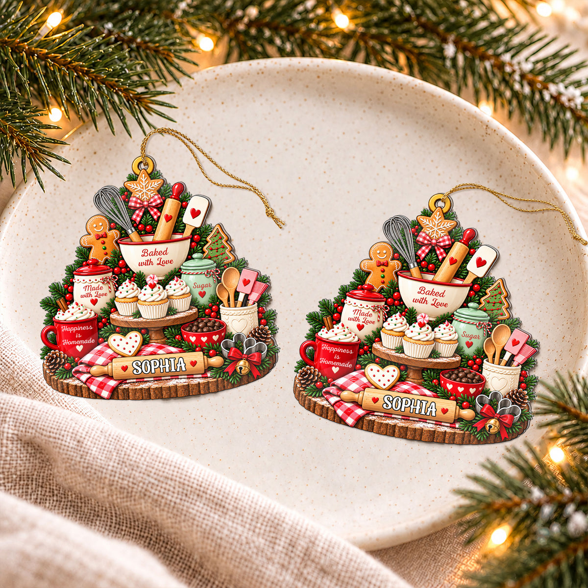 Personalized Custom Shape Acrylic Ornament - Custom Name Baking Christmas Ornament - Gift for Bakers