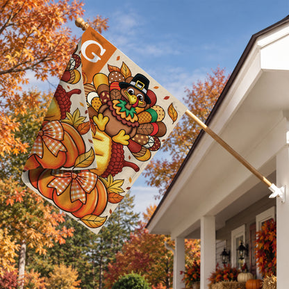 Thanksgiving Garden Flag Turkey GOBBLE WOBBLE Chestnuts Pumpkin Family Home Decor Gift For Family