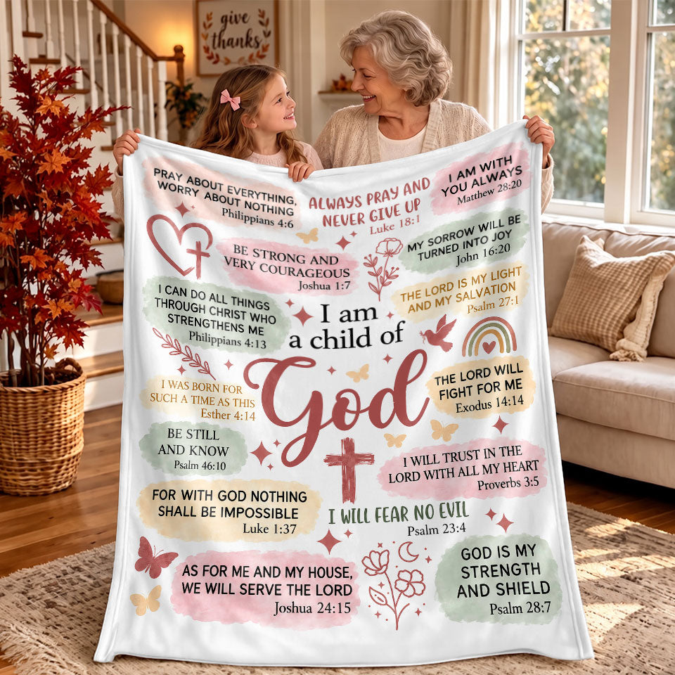 Thanksgiving Jesus Christian Fall Tree Blanket, Religious Fleece & Sherpa Throw, Faith Gift for Adults, Friends