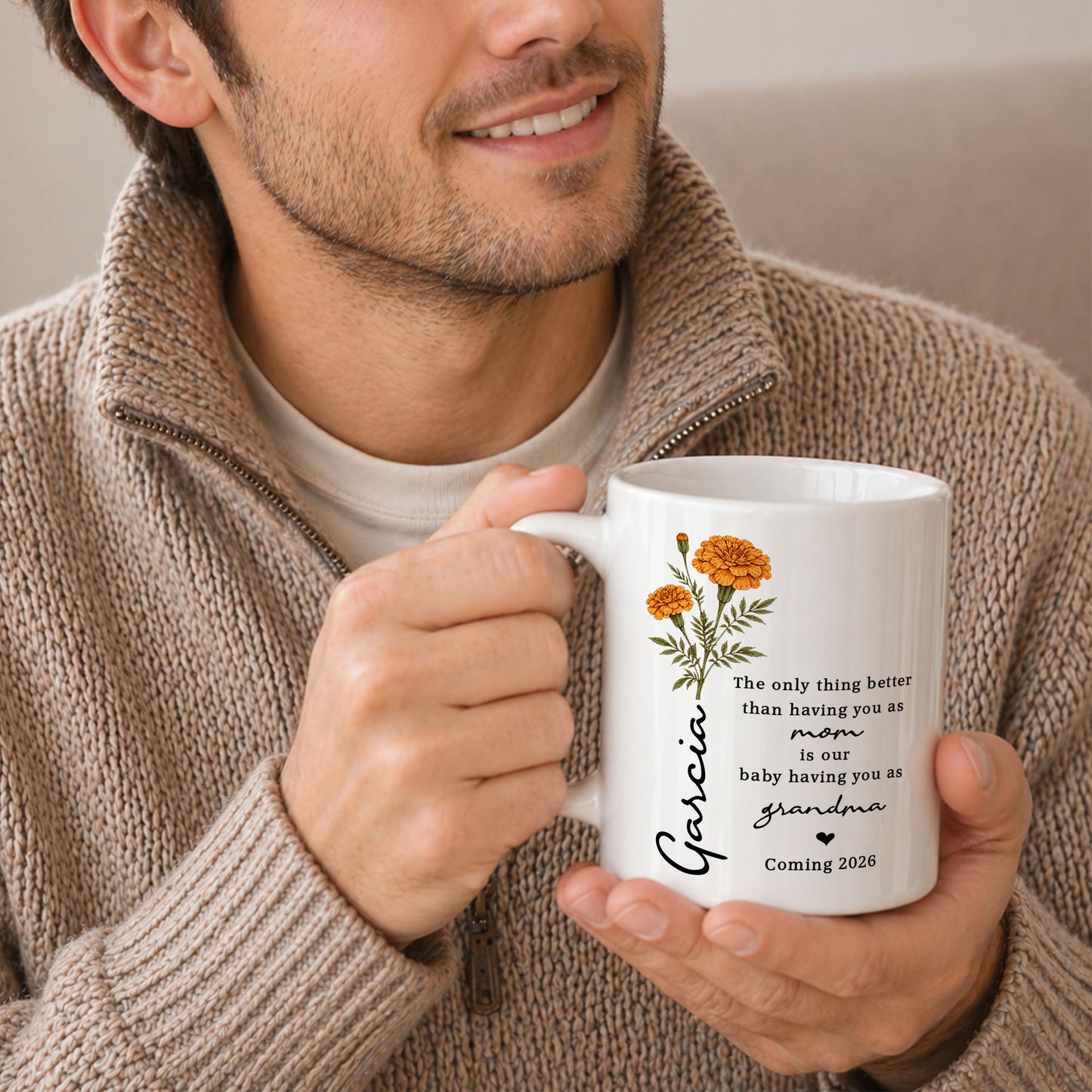 Personalized Grandma Mug – Custom Baby Name & Due Year Coffee Mug, Grandma Announcement Gift, Baby Coming 2026